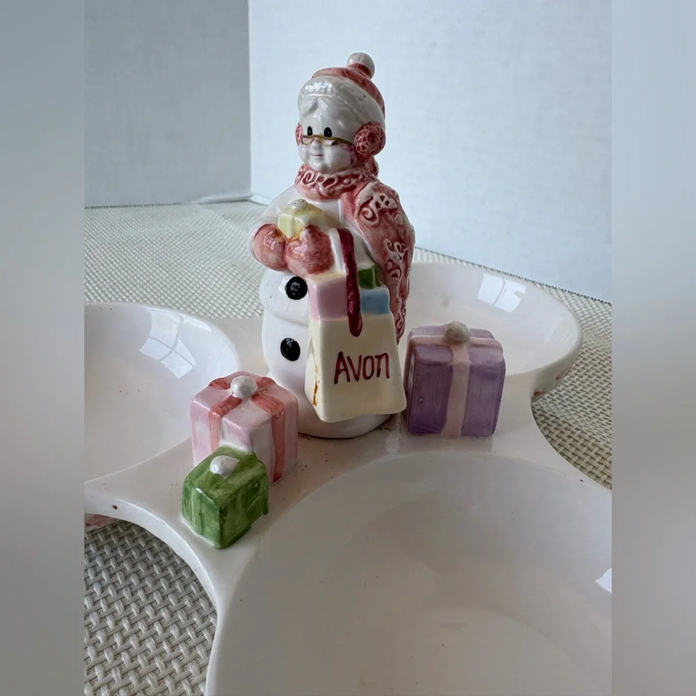 Avon Snowlady 2003 President's Club #2 Seri Holiday Christmas Candy Dish